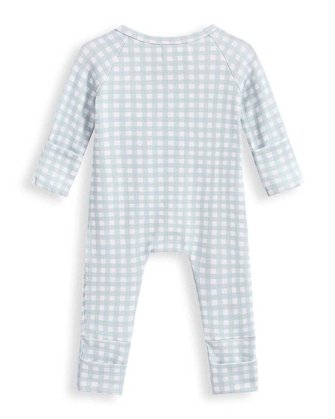 Rutete blå ribbestrikket heldress