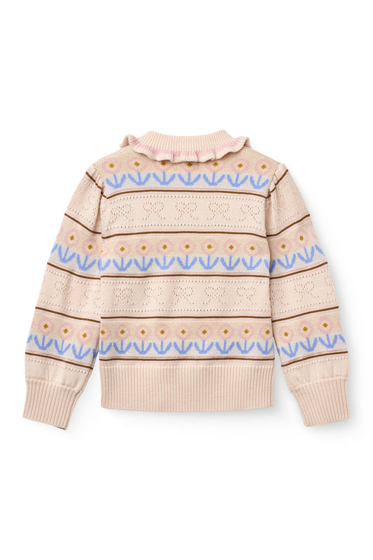 Strikkegenser med volangkrage i merinoull beige | Copenhagen Colors