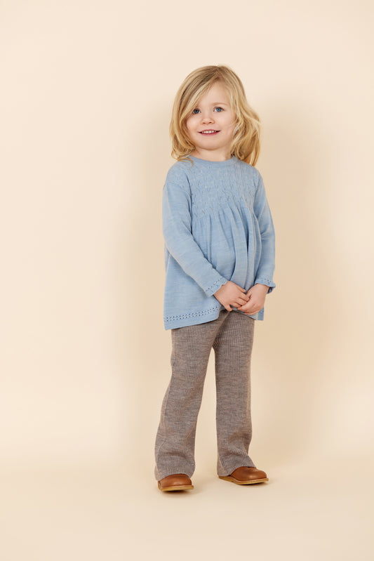 Ribbestrikket leggings med sleng i 100 % merinoull | Copenhagen Colors