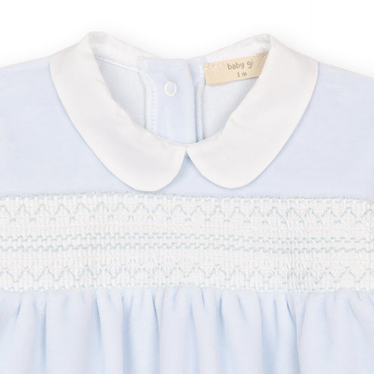 Lyseblå sparkedress til baby med krage | BabyGi