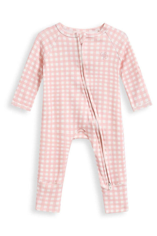 Rutete rosa ribbestrikket heldress