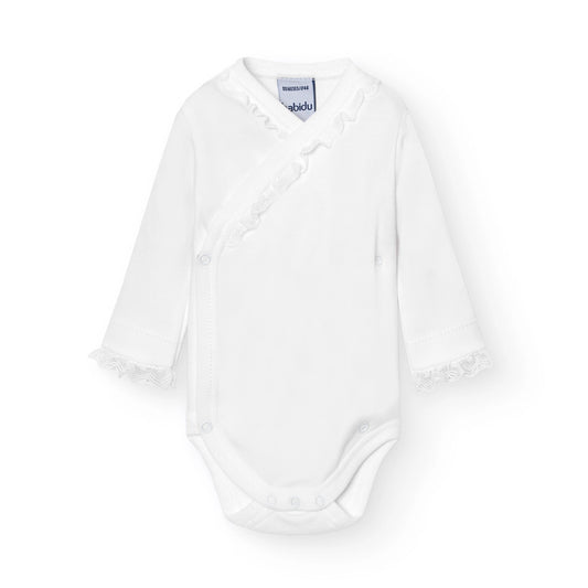 Babidu Omslagsbody med blondekant – Hvit