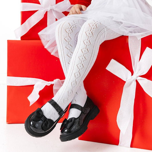 Hvite Strømpebukser med kabelmønster