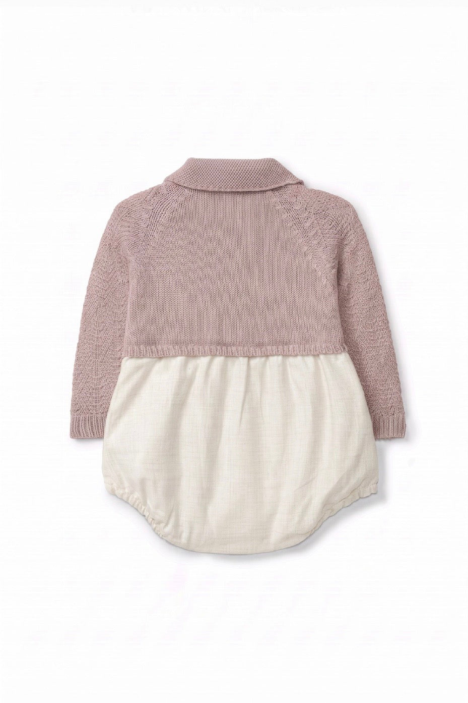 Beige babyromper med strikket ulloverdel | Wedoble