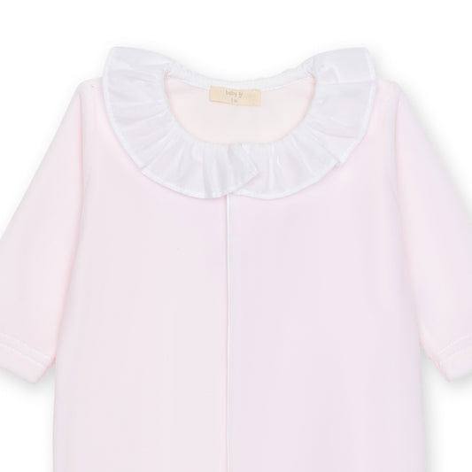 Rosa sparkedress i velour med hvit krage | BabyGi