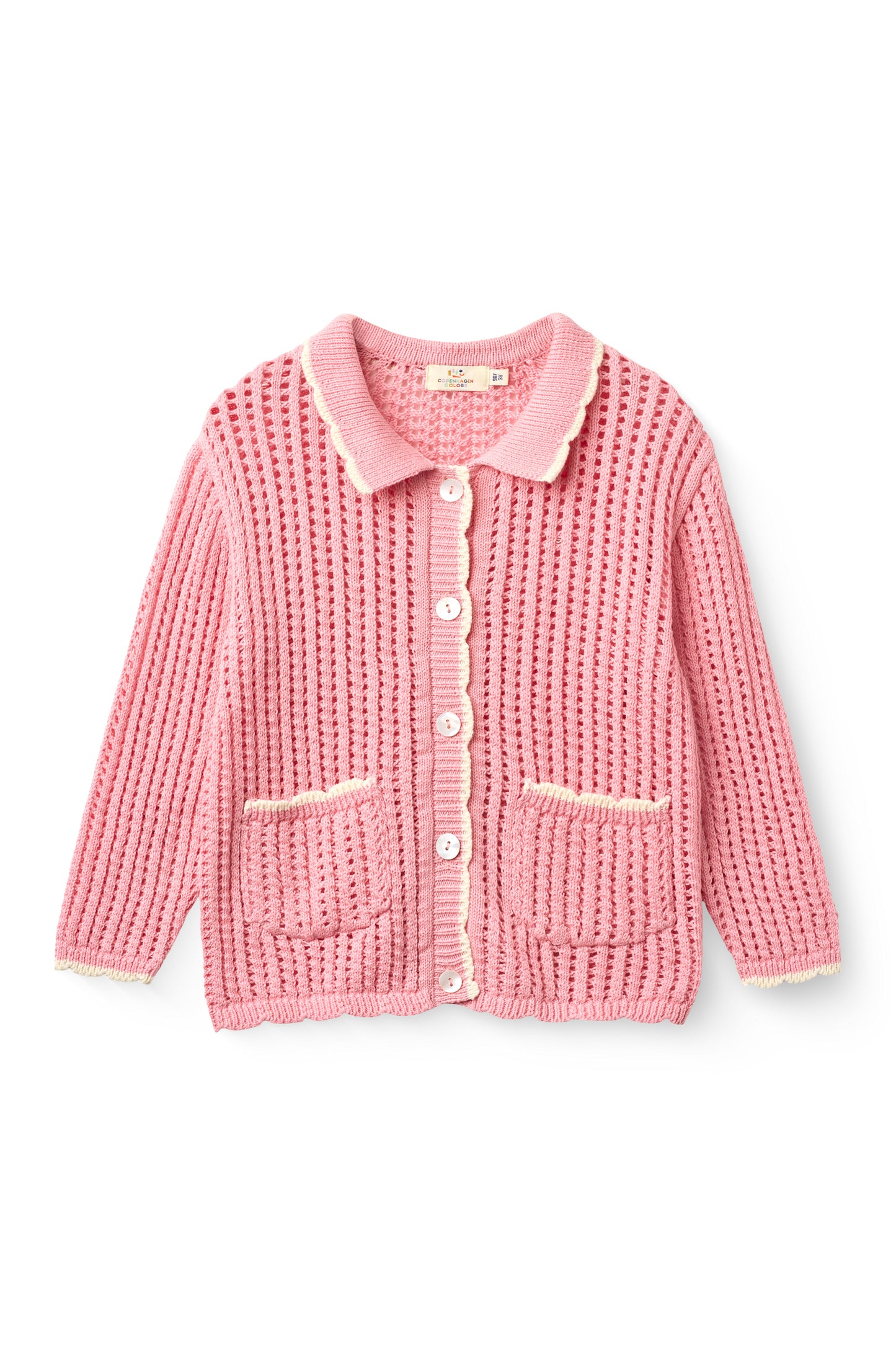 Rosa heklet cardigan i bomull | Copenhagen Colors