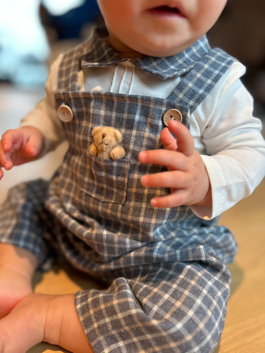 JAMIKS Gråblå rutete snekkerbukse i flanell