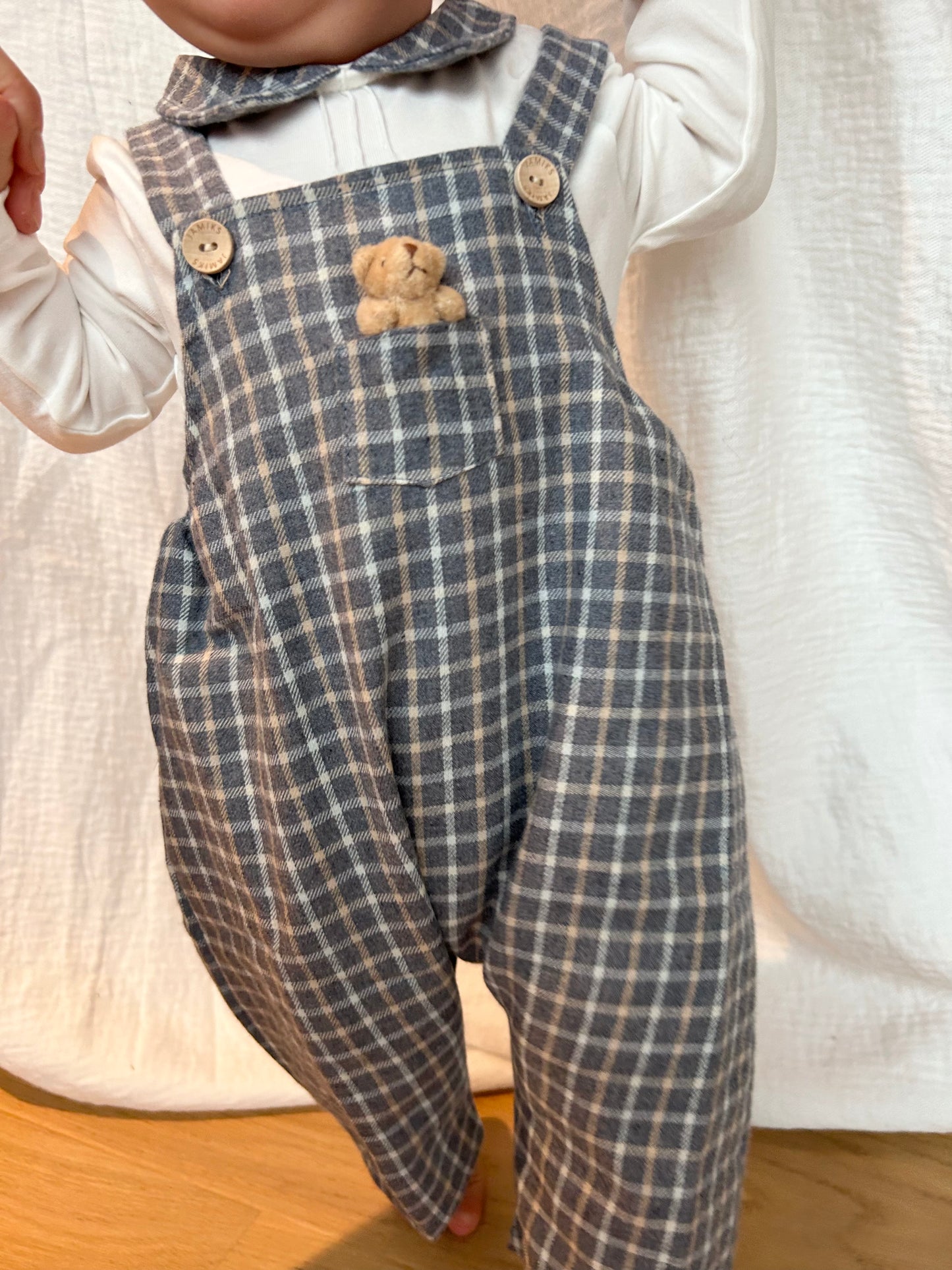 JAMIKS Gråblå rutete snekkerbukse i flanell