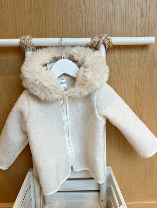 JAMIKS Victor ulljakke med fuskepels kremhvit