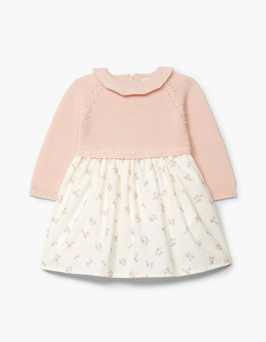 Kjole med blomsterprint og strikket overdel | Wedoble