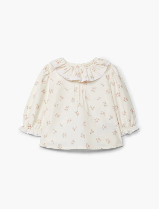 Pearl bluse med blomsterprint og volangdetaljer | Wedoble