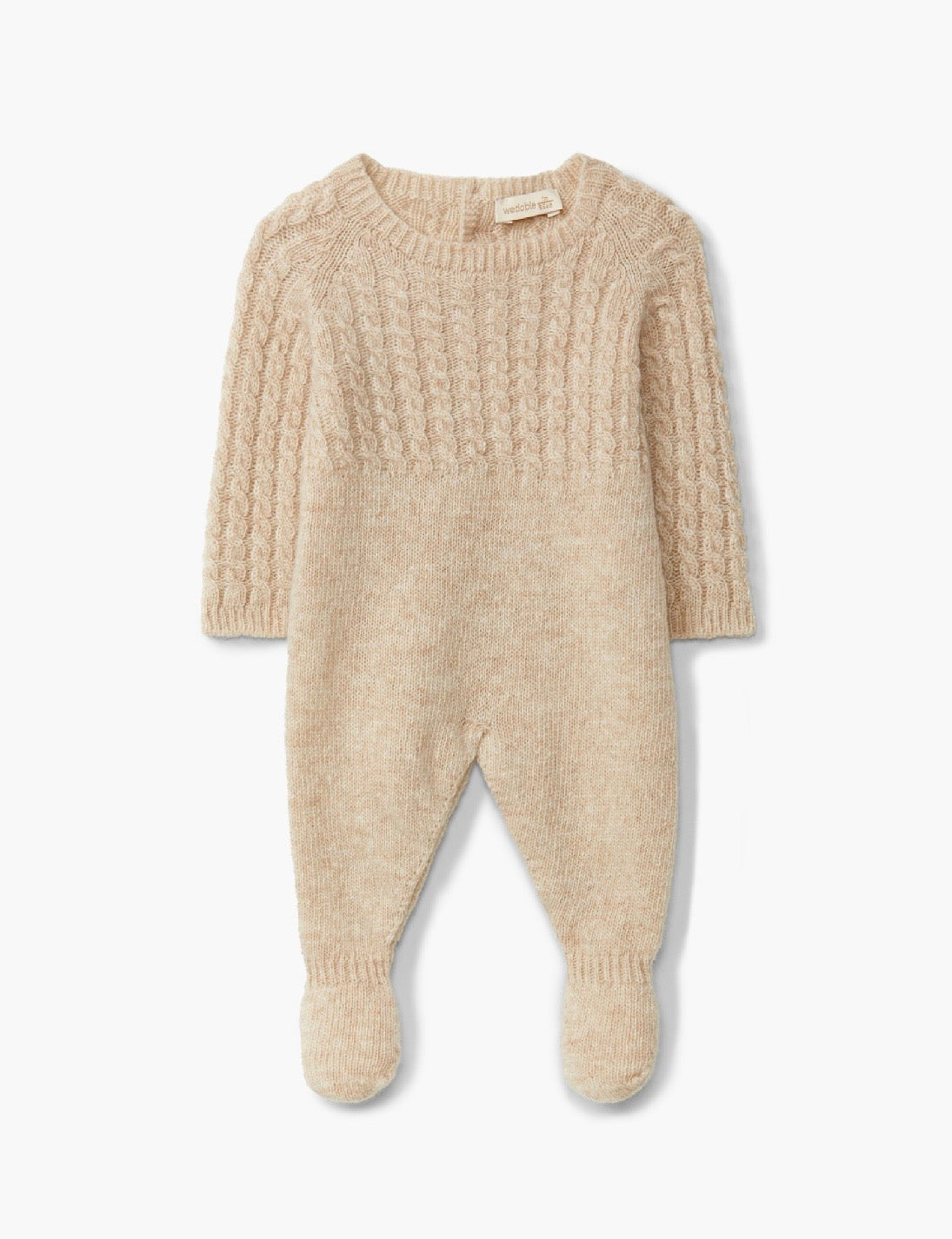 Strikket kabel babydrakt i ull | Wedoble