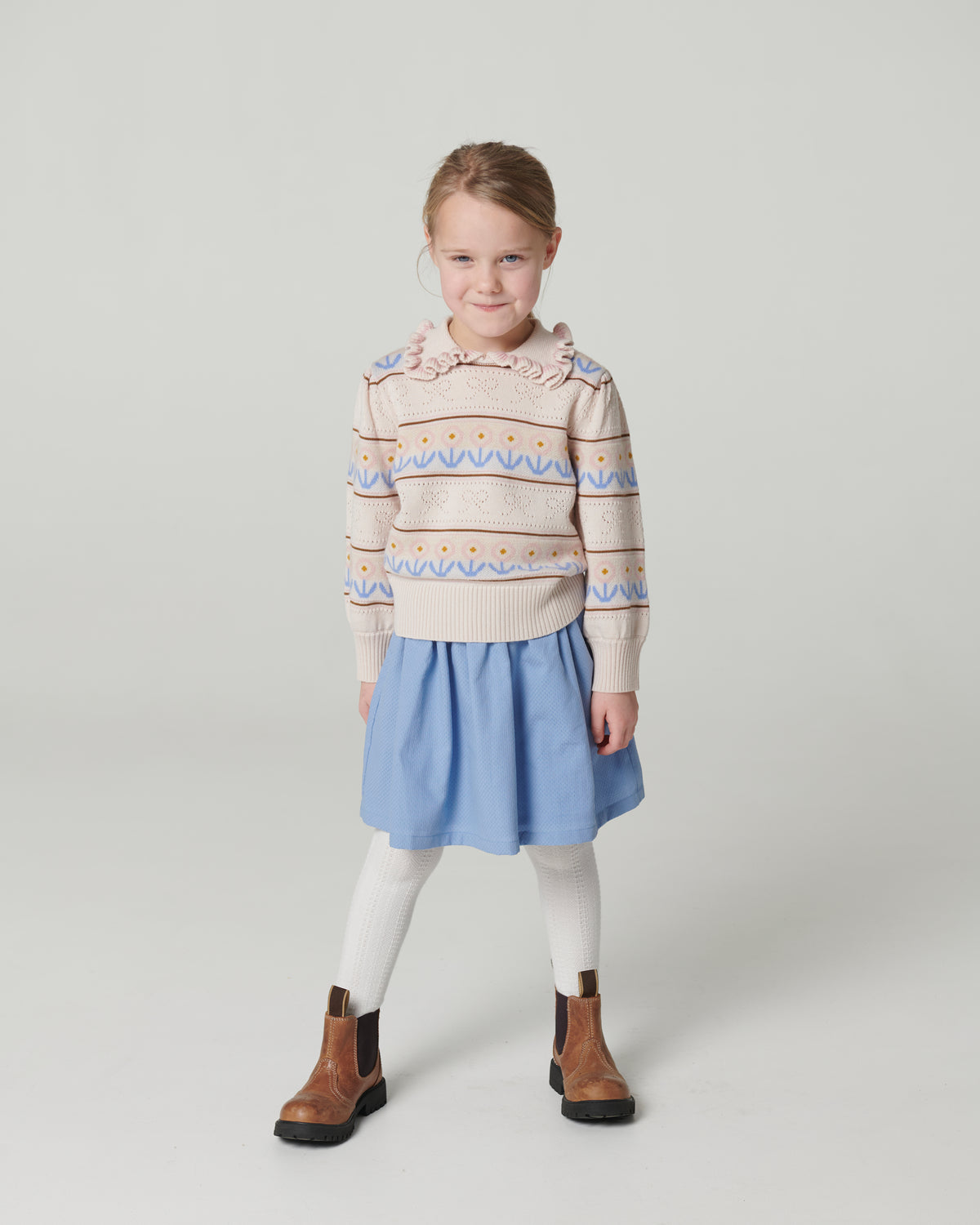 Strikkegenser med volangkrage i merinoull beige | Copenhagen Colors