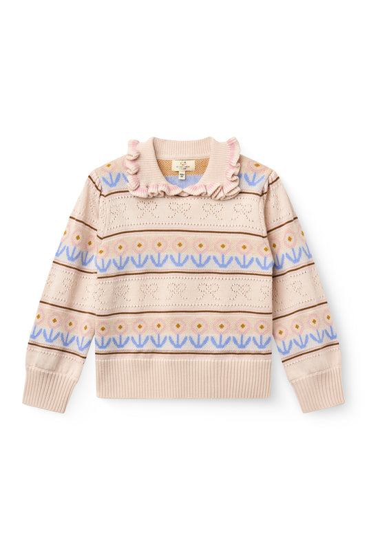 Strikkegenser med volangkrage i merinoull beige | Copenhagen Colors