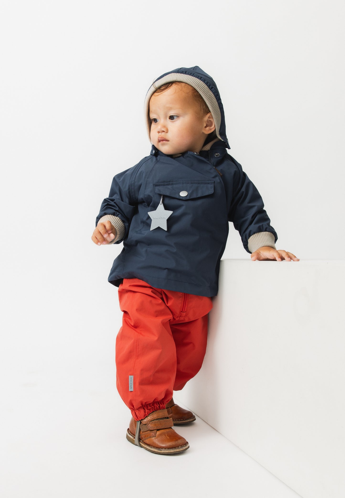 MINI A TURE vind- og vanntett jakke kremhvit