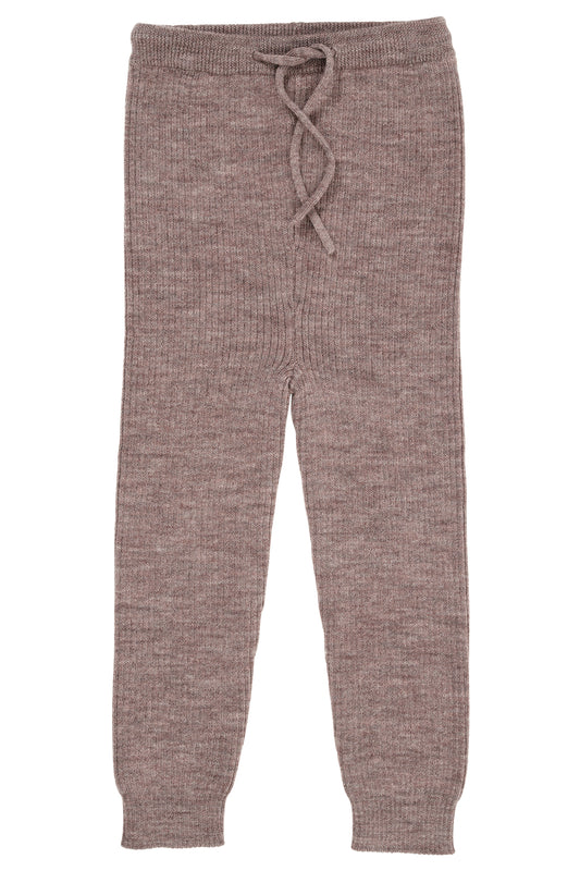 Beige ribbestrikket leggings i 100 % merinoull | Copenhagen Colors
