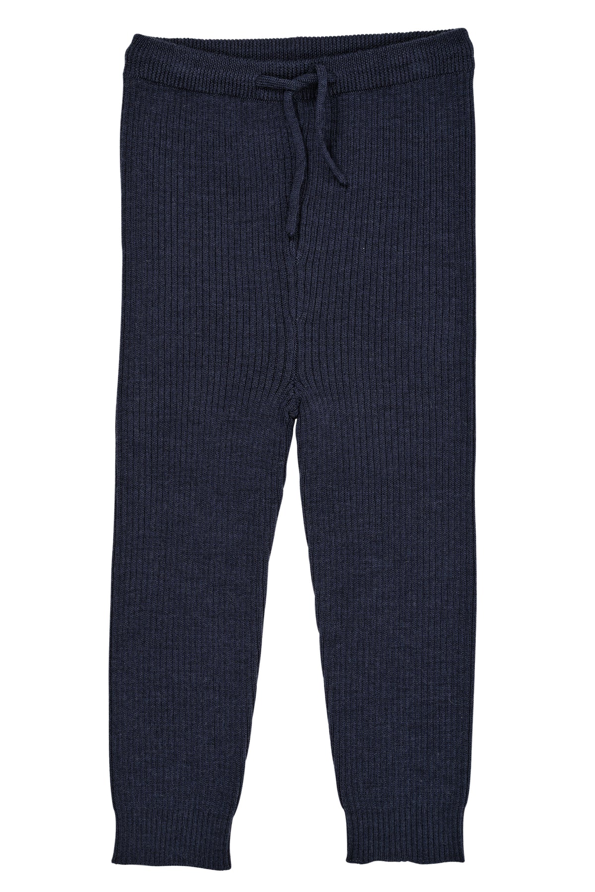 Marineblå ribbestrikket leggings i 100 % merinoull | Copenhagen Colors