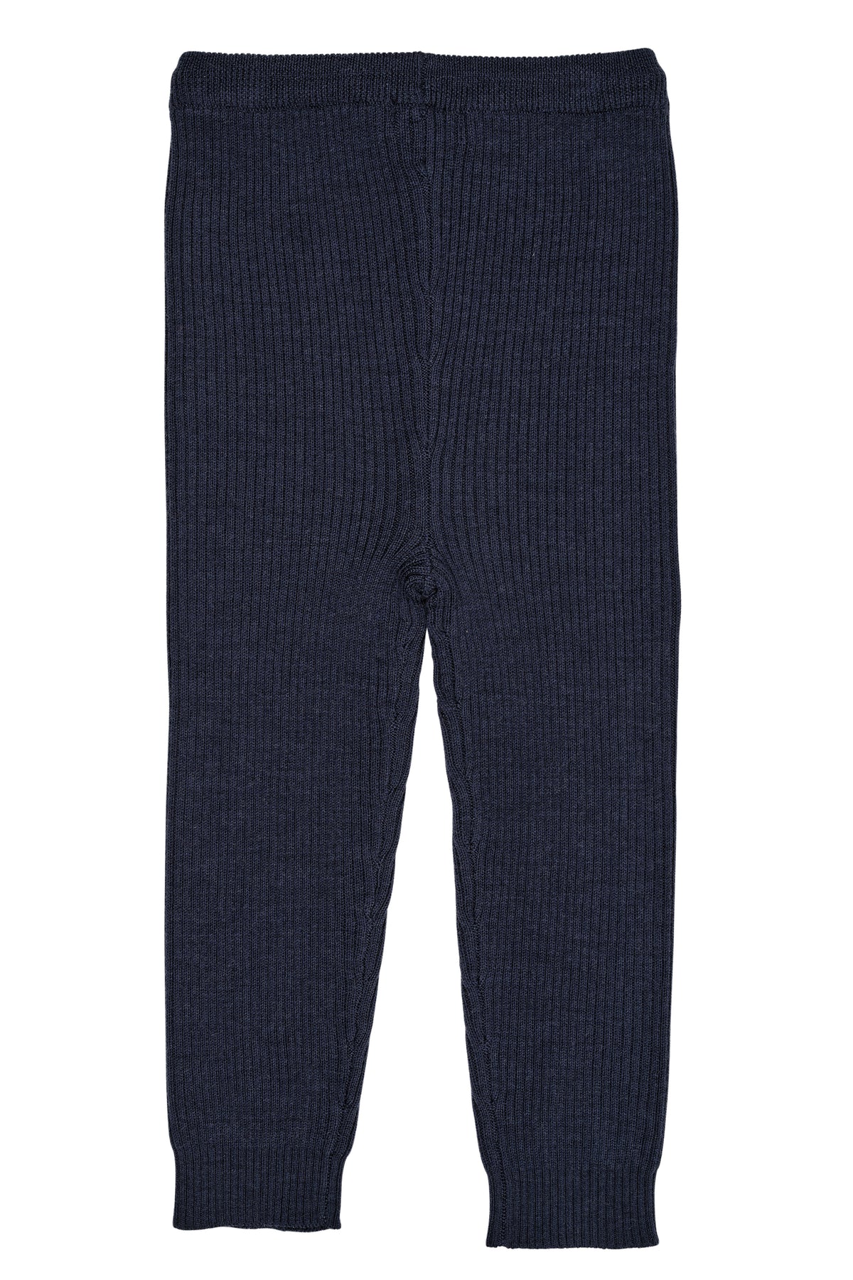 Marineblå ribbestrikket leggings i 100 % merinoull | Copenhagen Colors