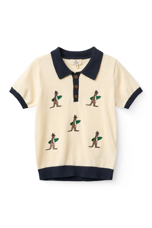 Polo med broderi av kenguru