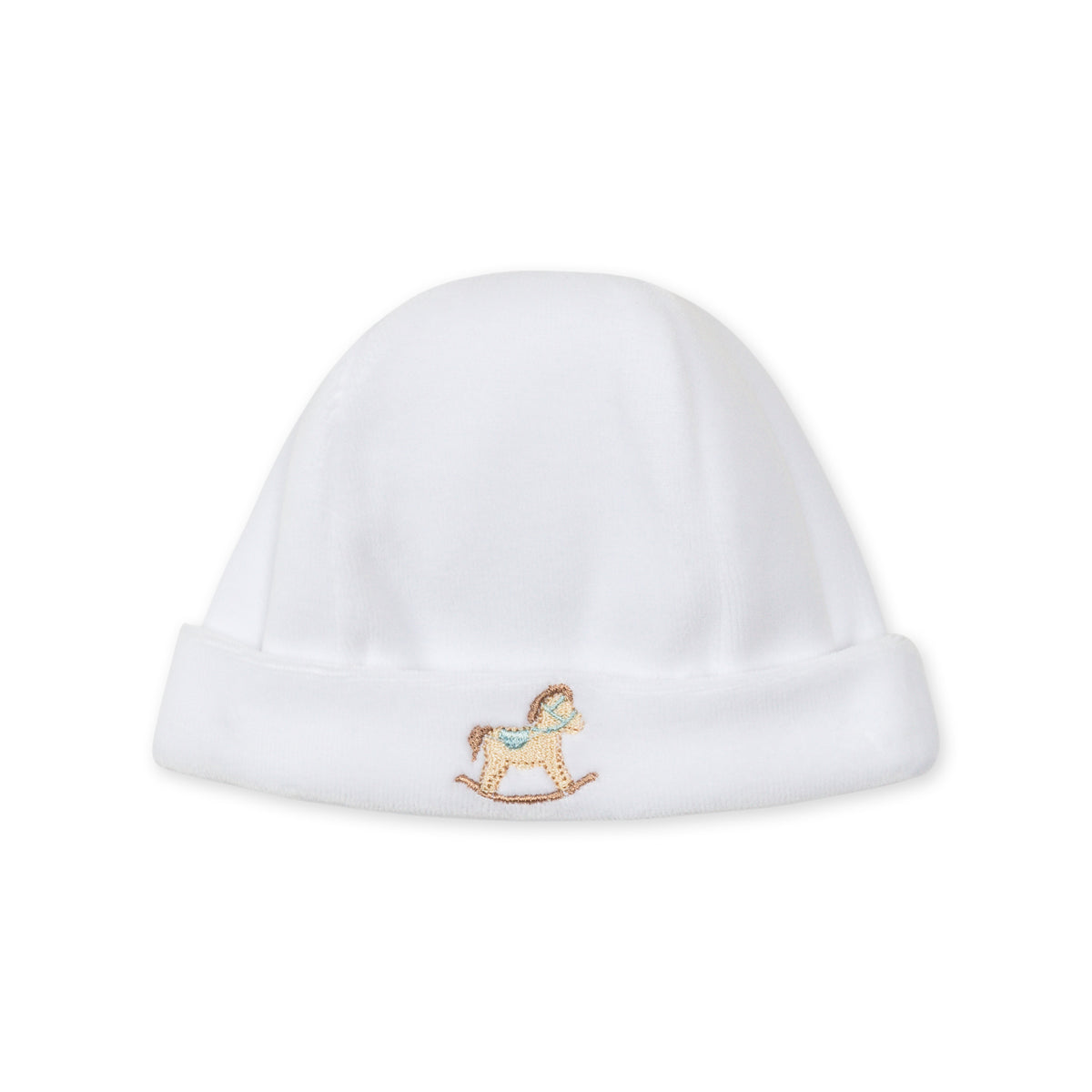 Hvit velour lue til baby Rocking Horse Lyseblå | BabyGi