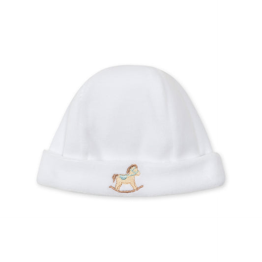 Hvit velour lue til baby Rocking Horse Lyseblå | BabyGi