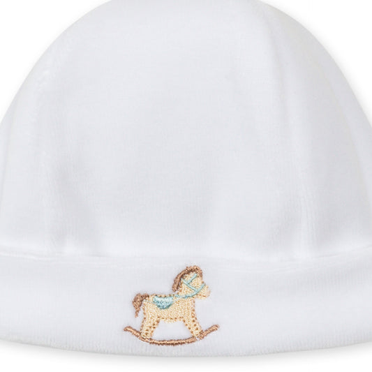 Hvit velour lue til baby Rocking Horse Lyseblå | BabyGi