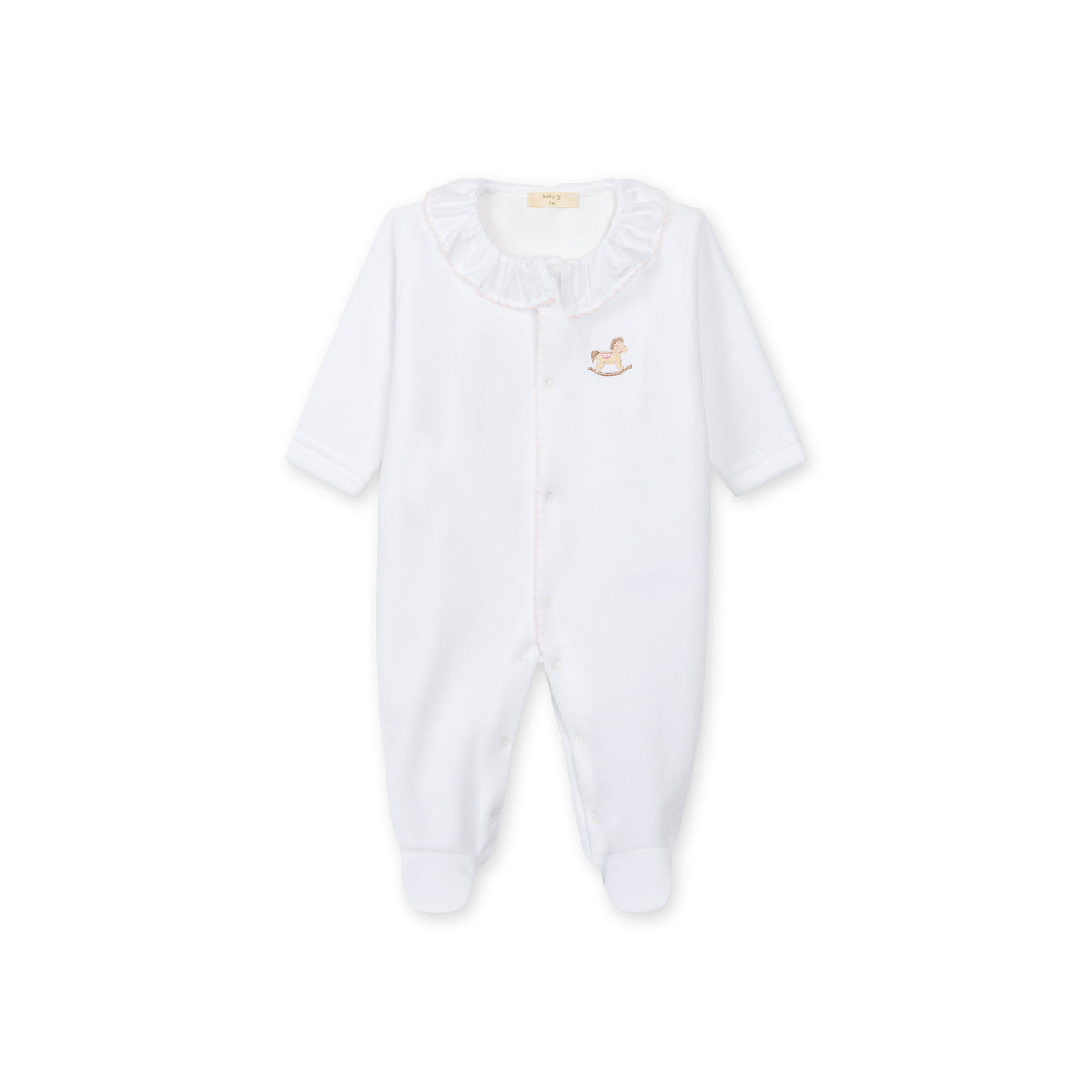 Hvit velour sparkedress til baby Rocking Horse Rosa | BabyGi