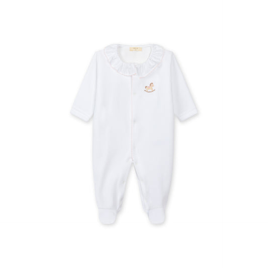 Hvit velour sparkedress til baby Rocking Horse Rosa | BabyGi