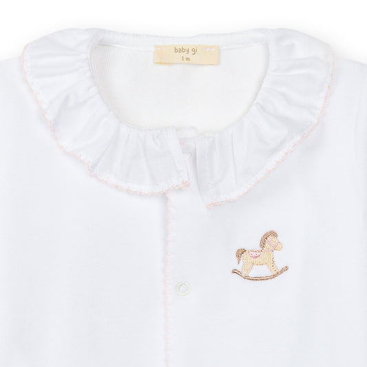 Hvit velour sparkedress til baby Rocking Horse Rosa | BabyGi