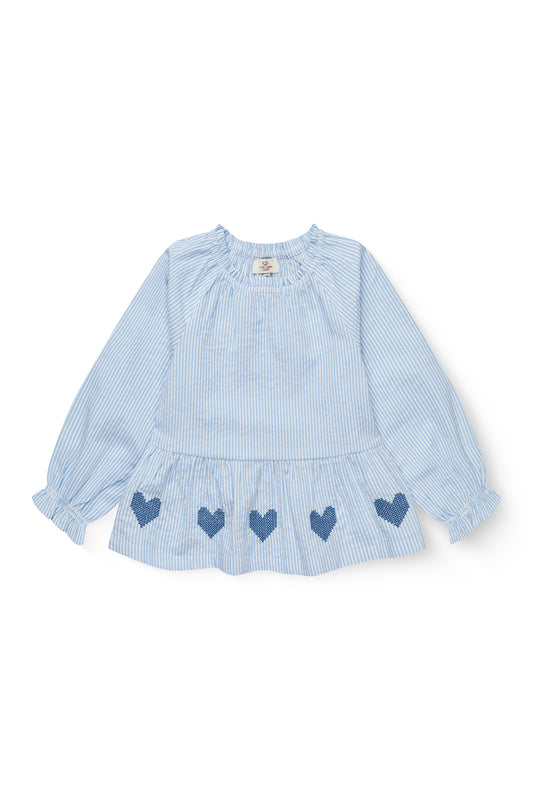 SEERSUCKER LS BLOUSE W. EMB.