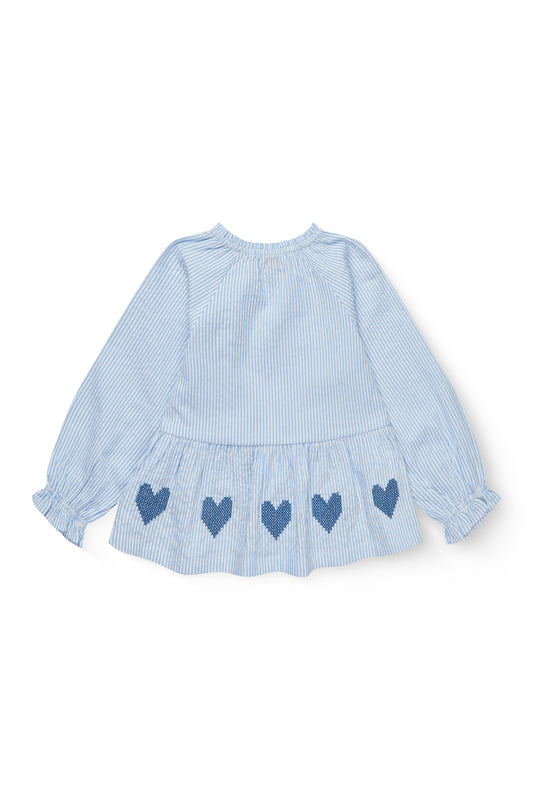 SEERSUCKER LS BLOUSE W. EMB.