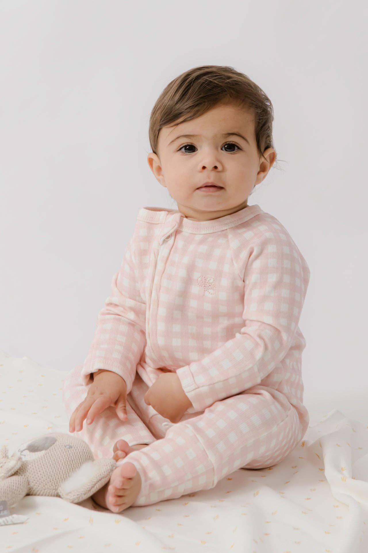 Rutete rosa ribbestrikket heldress